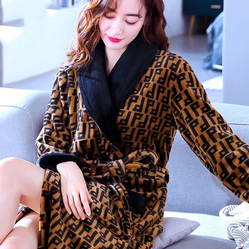 여성용 따뜻한 코랄 플리스 잠옷, 기모노 프린트 플로럴 나이트드레스, 드레싱 가운, 라운지 착용, 호텔 목욕 가운, 겨울 3