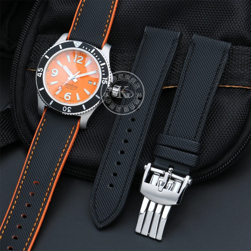 Accessori Per Bracciali Da 20Mm 22Mm Per Breitling Seawolf Avenger Cinturino In Gomma Impermeabile Da Uomo In Silicone Super Marine