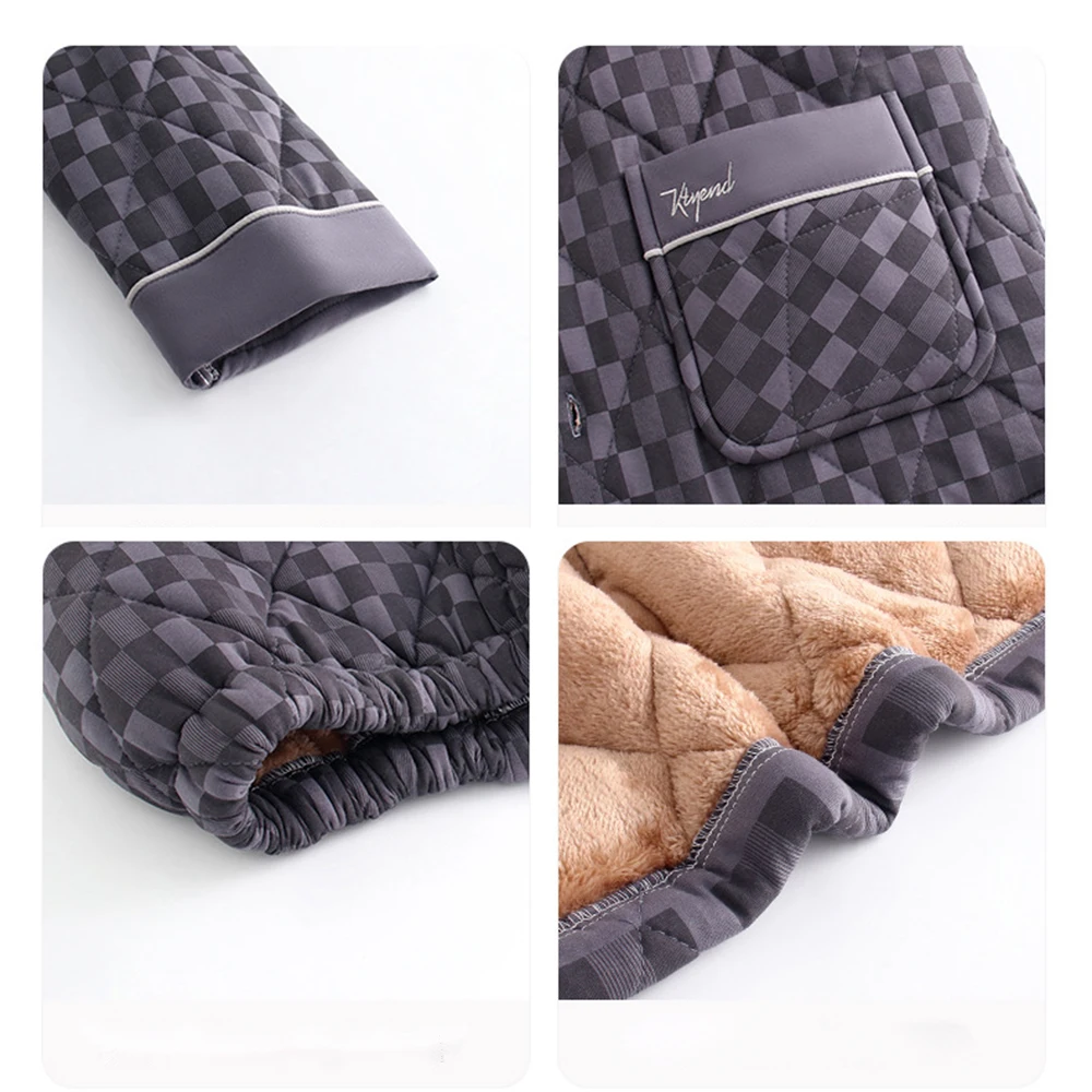 3-layer Thicken Men's Winter Pajamas 100% Cotton Sleepwear for Sleeping Warm Flannel Pajama Sets Luxury Plaid pijama hombre 3XL