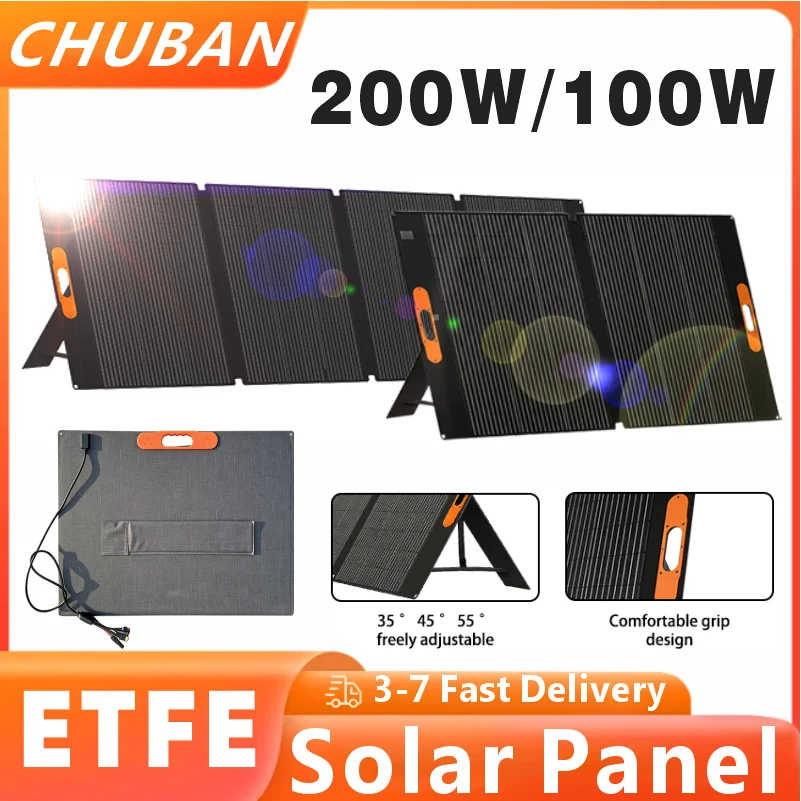 CHUBAN 200W Foldable Solar Panel 100W Solar Charger Portable Waterproof Solar Panel for Camping RV Garden Roof Power Station