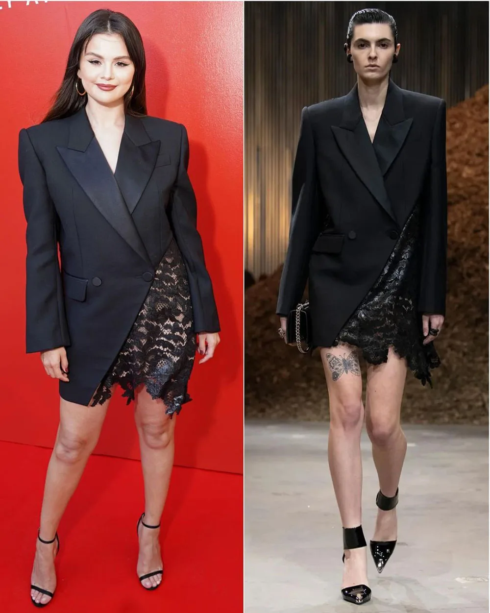 

Соблазнительные женские костюмы знаменитостей, модная женская одежда с черным кружевом и V-образным вырезом, сделанное на заказ двубортное платье для выпускного вечера