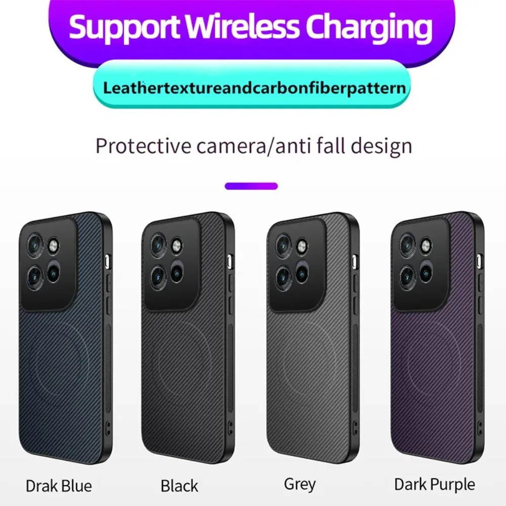 Carbon Fiber Magnetic Wireless Charging Anti-Fall Case Cover