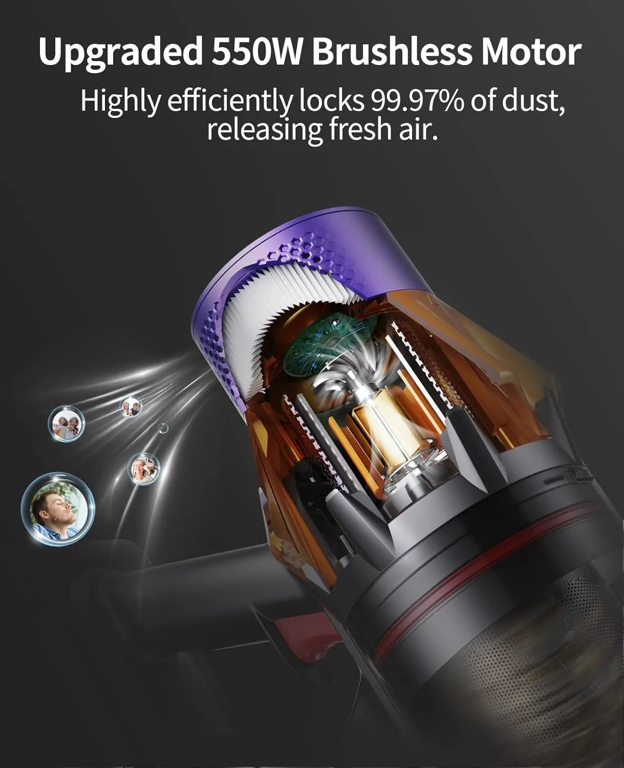 Vacuum Cleaner, 550W 45KPA 60Mins Cordless Stick Vacuum Cleaner With Touch Screen, Wall Mount Charging, Self-Standing, Handheld 2