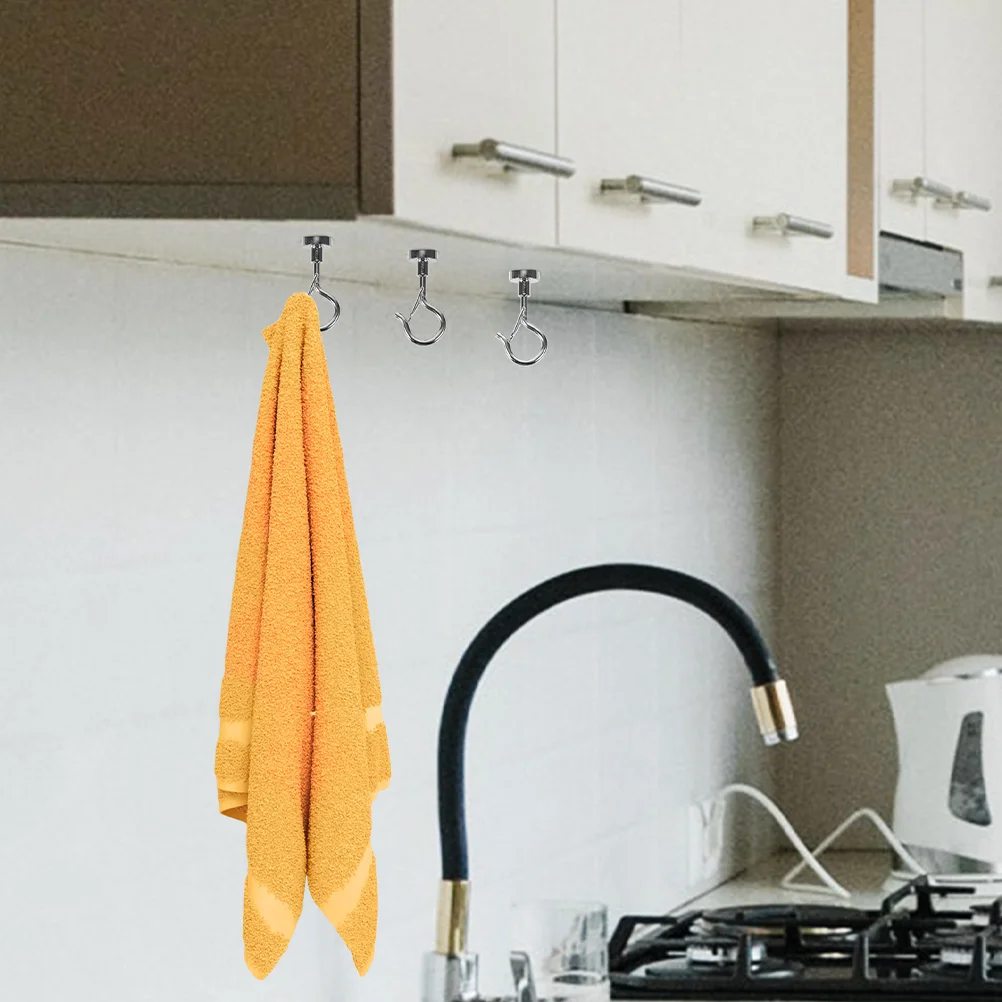 

6 Pcs Magnet Hook Kitchen Hanging Hooks Magnetic Hanger Heavy for Duty NdFeB Strong Metal
