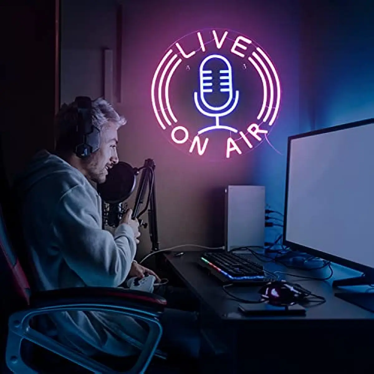 Panneau Lumineux LED "ON AIR" Néon - Alimentation USB, Télécommande, 30x15x10 Cm | Pour Streamers, Gamers, Décoration Chambre, Bureau - 6