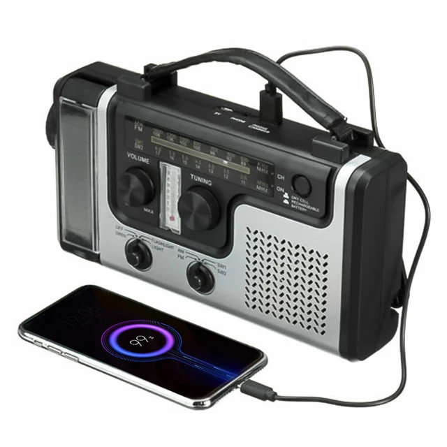 Radio solaire d'urgence AM/FM/SW1/SW2, avec manivelle, météo, 1200mAh,  batterie externe de survie, avec lampe de poche, alerte SOS - AliExpress