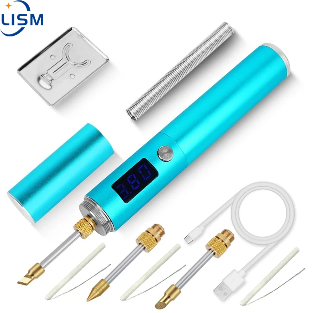 High Power Adjustable Voltage Charging Soldering Iron With Cover Portable Mini Wireless Welding With Sleep Led Digital Display
