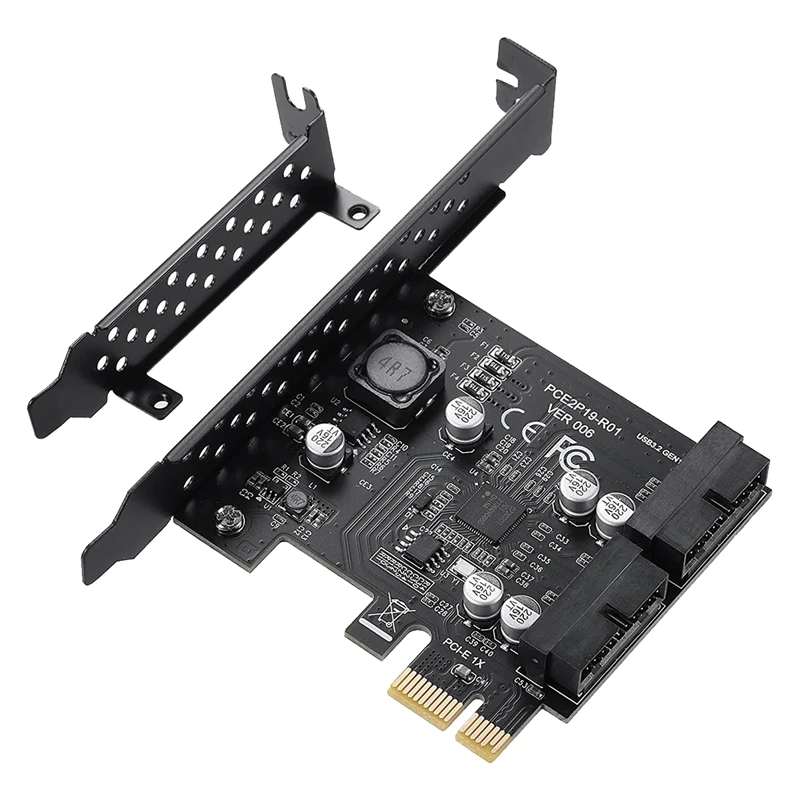 

PCIE To 2 Port 19Pin Expansion Card USB 3.2 GEN1 D720201 For Windows 11, 10, 8.1, 8