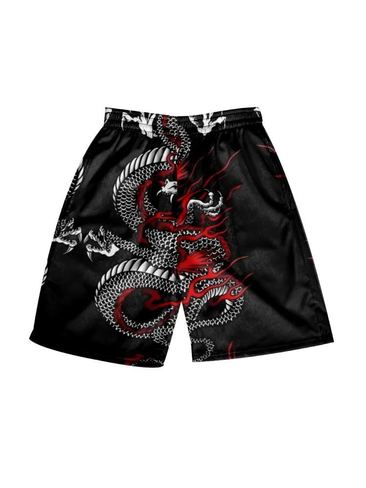 

2022 new men's casual breathable large beach pants can be customized with fashionable summer Hawaiian beach style tattoo Dragon