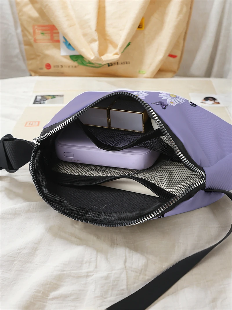 1pc，purple butterfly fashionable adjustable crossbody bag, neutral sports waist bag, suitable for running