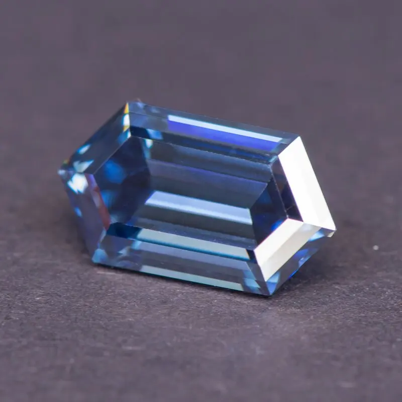 Moissanite Stone Long Hexagon Cut Royal Blue Primary Color Lab Grown Gemstone for Charms Jewelry Making with GRA Certificate