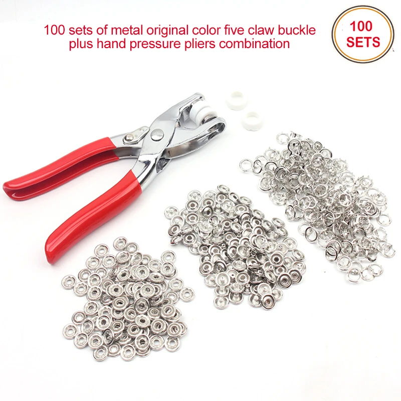 100 Set 9.5Mm Argento Prong Ring Press Studs Snap Fasteners Dummy Clip Pinza Drop Ship