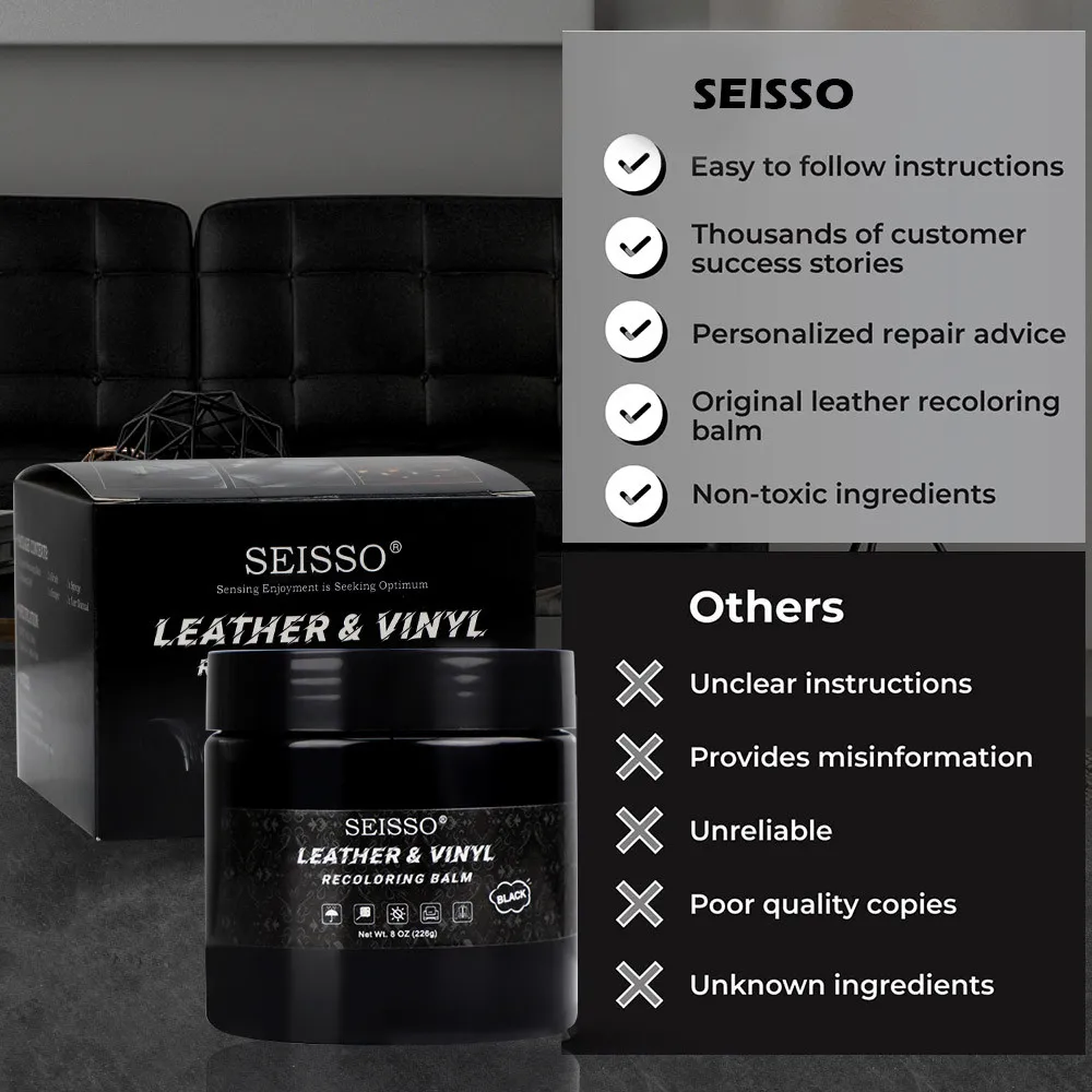 Leather Recoloring Balm Repair Kit and Restore Aged, Faded, Cracked and Abraded Leather Vinyl Sofas, Boat or Car Seats