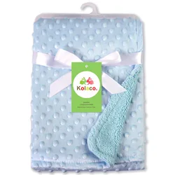Personalized Soft Fleece Baby and Toddler Blanket - Custom Name Swaddle and Stroller Wrap Gift - Customized Name (Blue)
