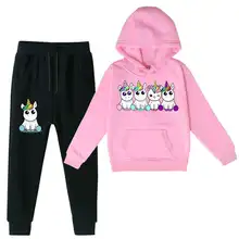 

Winter Boys Girls Outfits unicorn Cartoon Children Clothing Kids Hoodie Pants 2pcs Set Kids Baby Funny Casual Sports Suit 4-14T