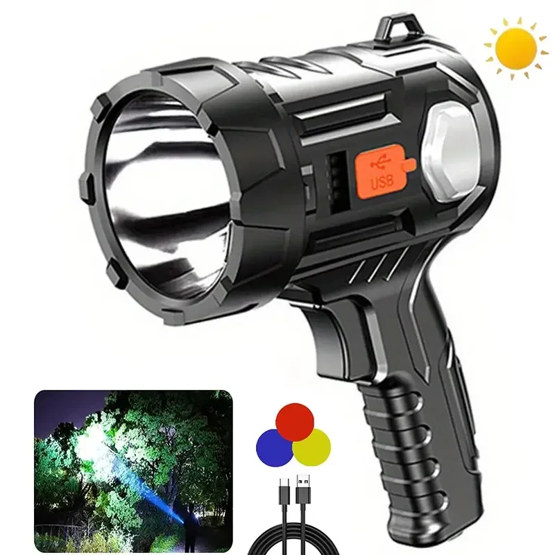 Description Picture 3 of itemBright Rechargeable LED Spotlight Built in Battery Perfect For Outdoor Camping Floodlight USB Flashlight With 3-Color Filter