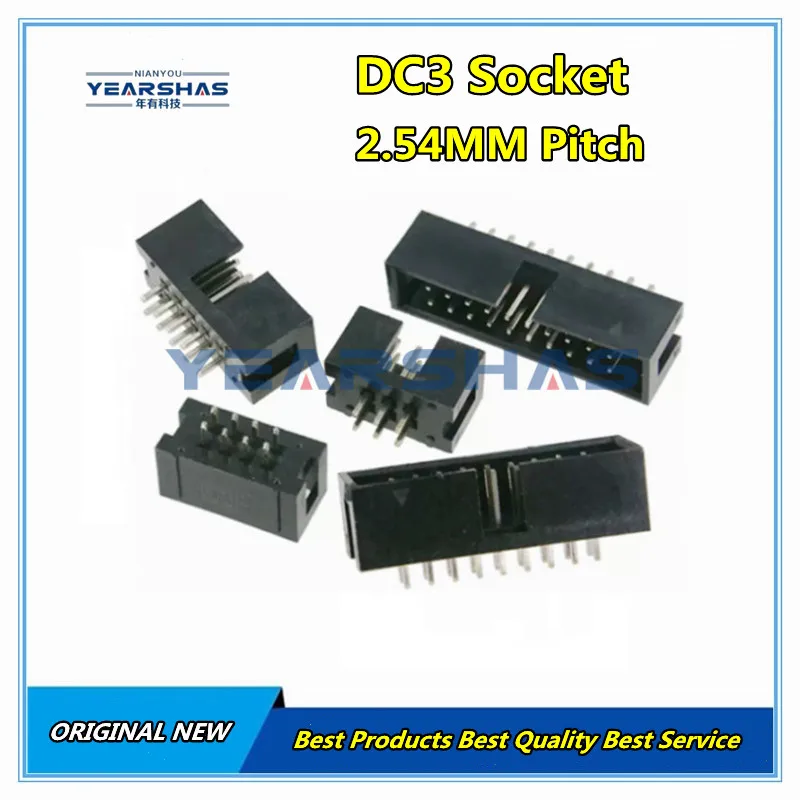 

10PCS DC3 6P/8P/10P/14P/16P/20P/30P/34P/40P 2.54mm Socket Header Connector ISP Male Double-spaced Straight needle Curved needle