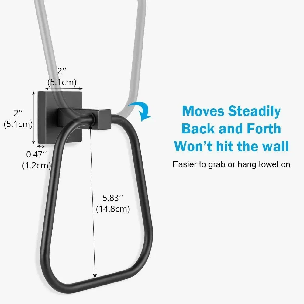 Description Picture 5 of itemMatte Black Suction Cup Towel Ring Stainless Steel Hand and Face Washcloth Holder Dish Towel Hanger for Shower and Bathroom Wall