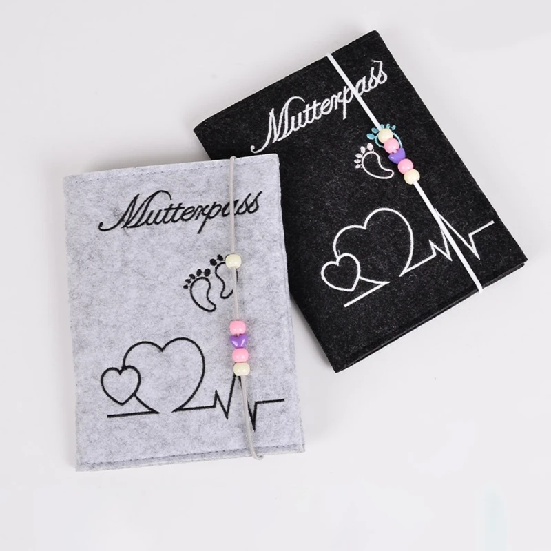 Maternity Log Protective Cover Handmade Felt German Passport Cover for Storing Hospital Vaccination Certificate Insurance Card maternity document cover