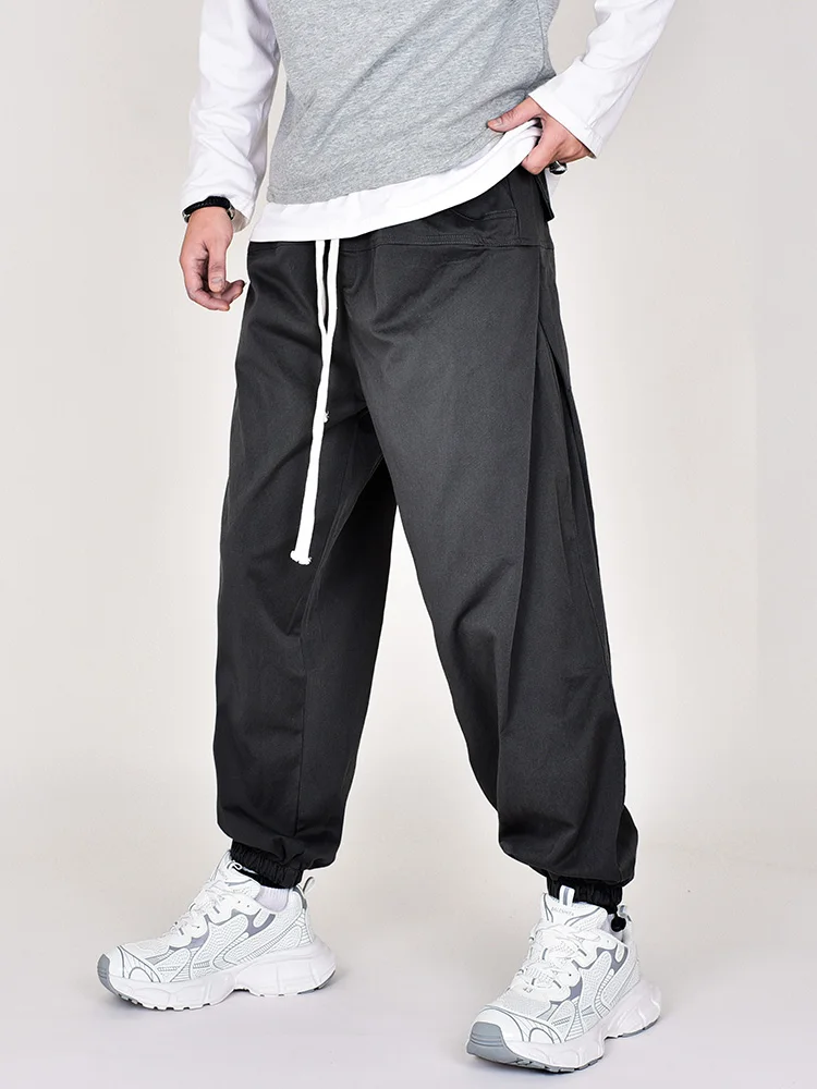 

High Street Pants men's Trend With Loose Small Feet Haren Pants Autumn Plankton Handsome Hanging Wide Leg Casual Pants