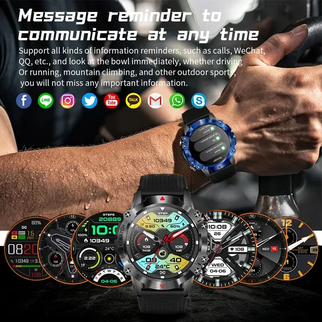 2023 New KR10 GPS Smart Watch Premium Multisport Watches Bluetooth Call Heart Rate Blood Pressure Smartwatch For Amazfit Falcon 3