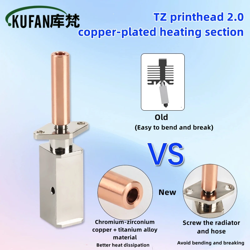 

TZ Printhead 2.0 Upgraded Version Copper-plated Heating Section High Temperature Resistance Good Dissipation Suitable for X1/P1