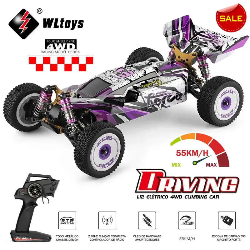WLtoys 124019 1:12 4WD 55Km/H RC Racing Car Remote Control High Speed Off-Road Drift Shock Absorption Adults Boys Toys Kids Gift