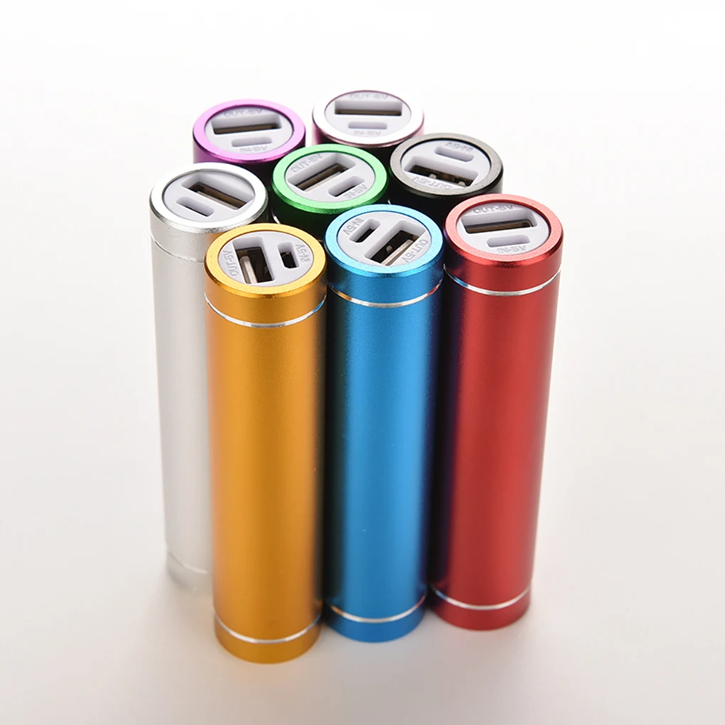 Aluminum Cylindrical Mini Battery Bank Power Back Case Cellphone 18650 Battery Backup Charger DIY Box USB  Battery Charger