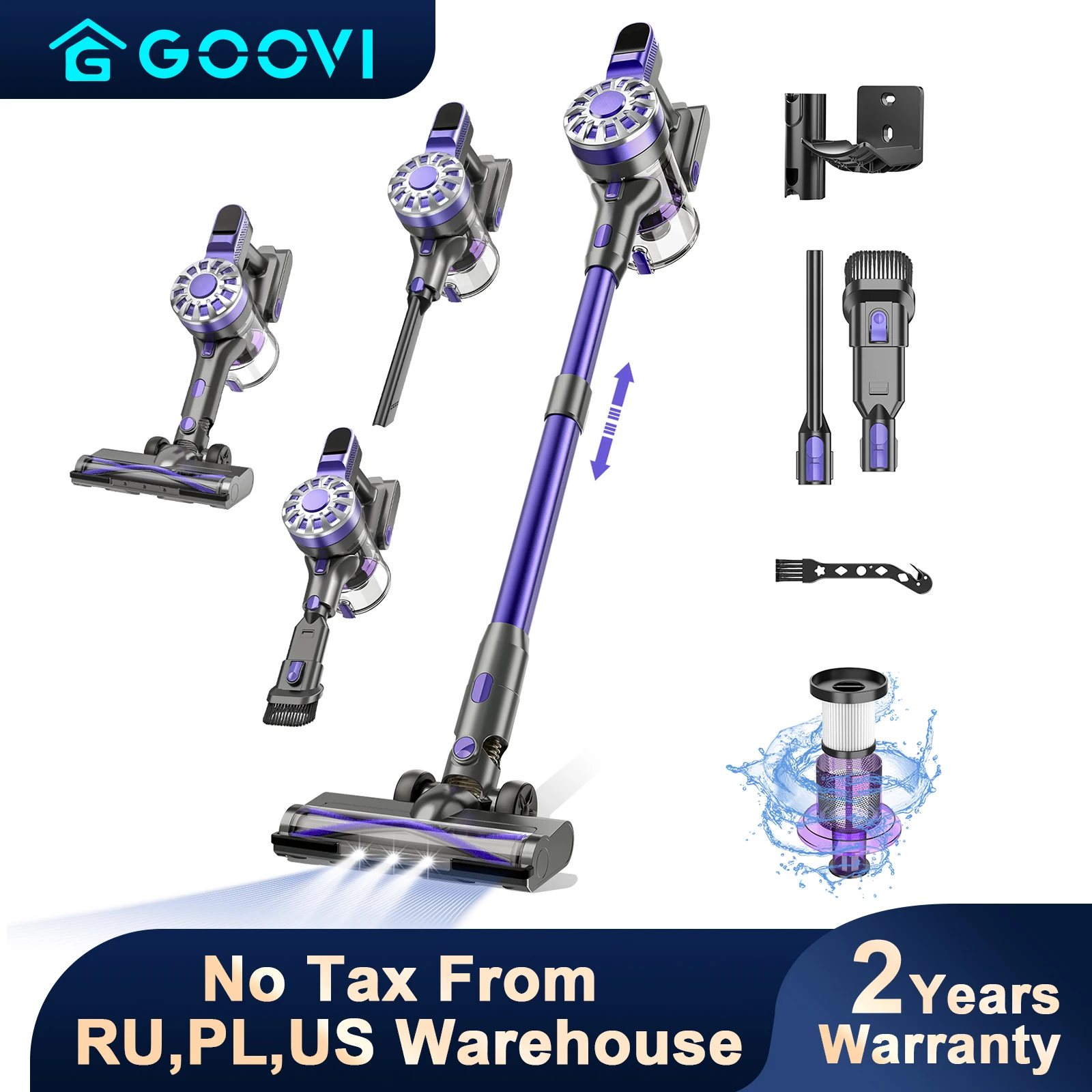 GOOVI V07 100kPA Wireless Handheld Vacuum Cleaners 180W Suction Power Cordless Stick Vaccum Cleaner For Pet Home 0.9L Dust Cup 1