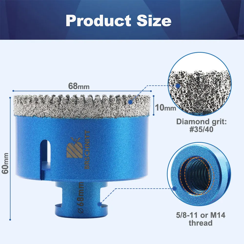 브르슈니트 드릴링 비트 직경 20-100mm 화강암 대리석 석재 홀쏘 도자기 타일 커터 드릴링 코어 비트