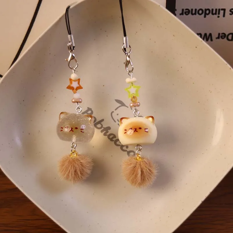 Cute Velvet Cat Charm Pendant: Creative Cartoon Phone Chain & Bag Accessory