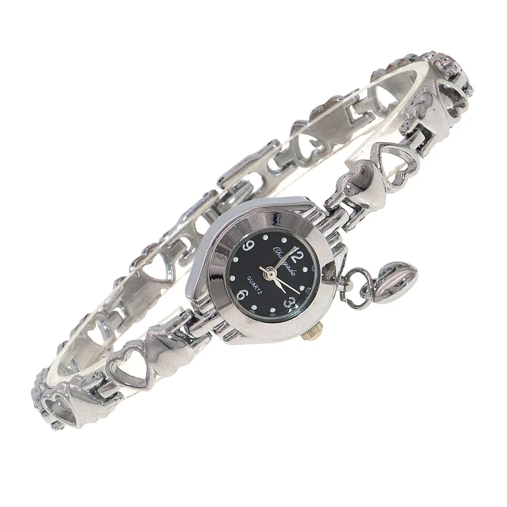 Cute Women's Fashion Small Dial Quartz Bracelet Wrist Watch Wholesale New Arrival with heart pendant Ladies Watch 5