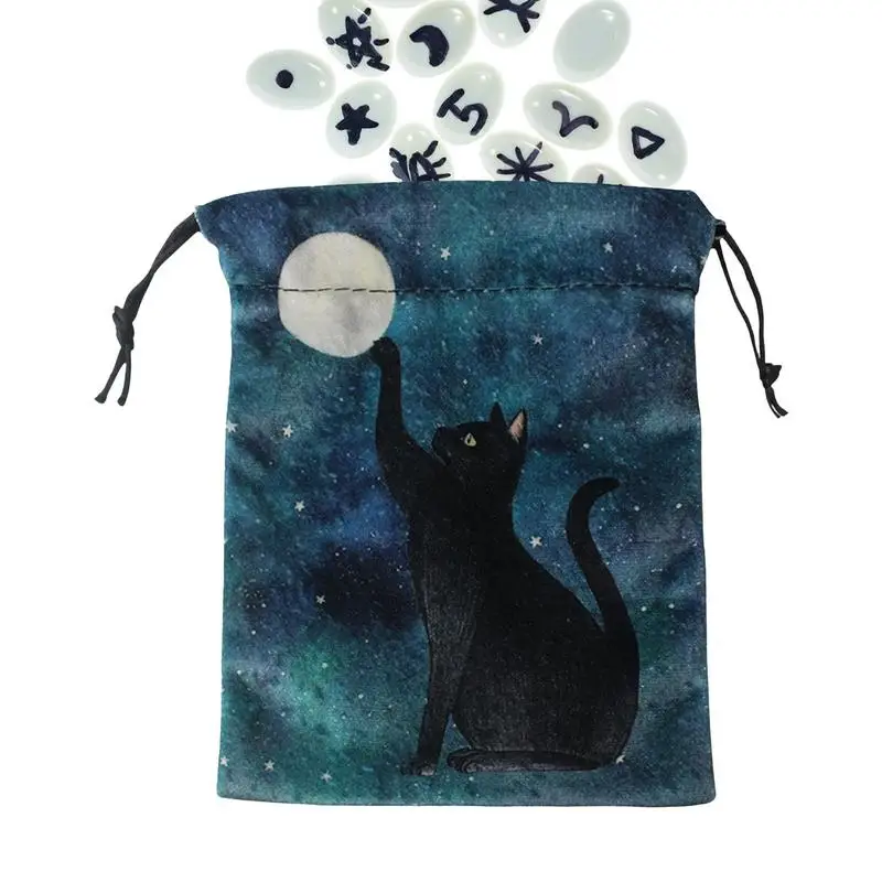 

Бархатная сумка для хранения Таро, карты, игральных костей, с рисунком черного кота, сумка-Органайзер Для Таро
