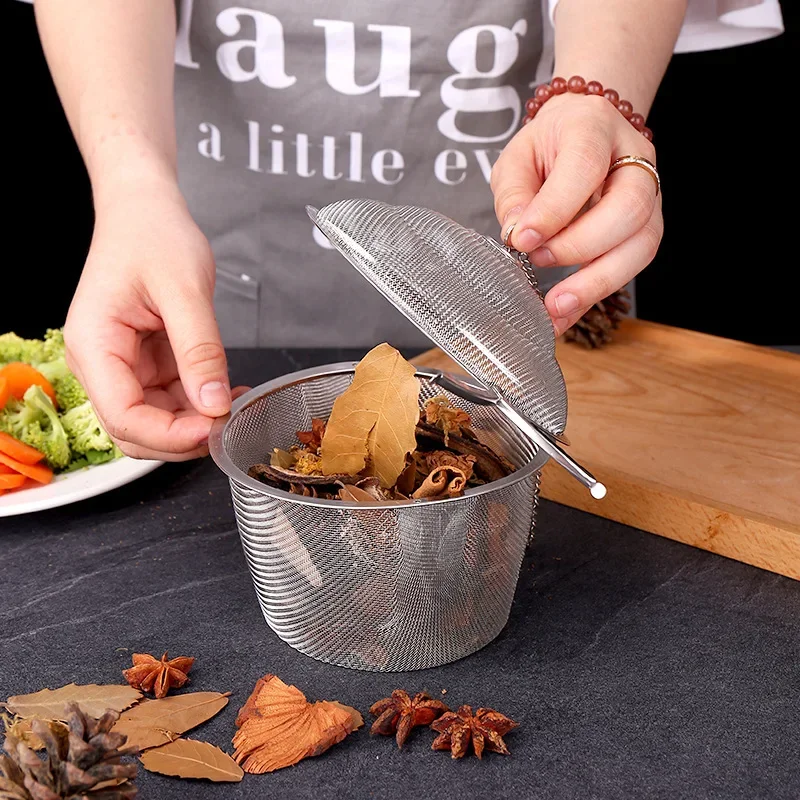 Tea Coffee Stew Spice Soup Herbal Sieve Infuser Reusable Stainless Steel Seasoning Bag Ball Kitchen Filter Sachet with Chain cooking strainers