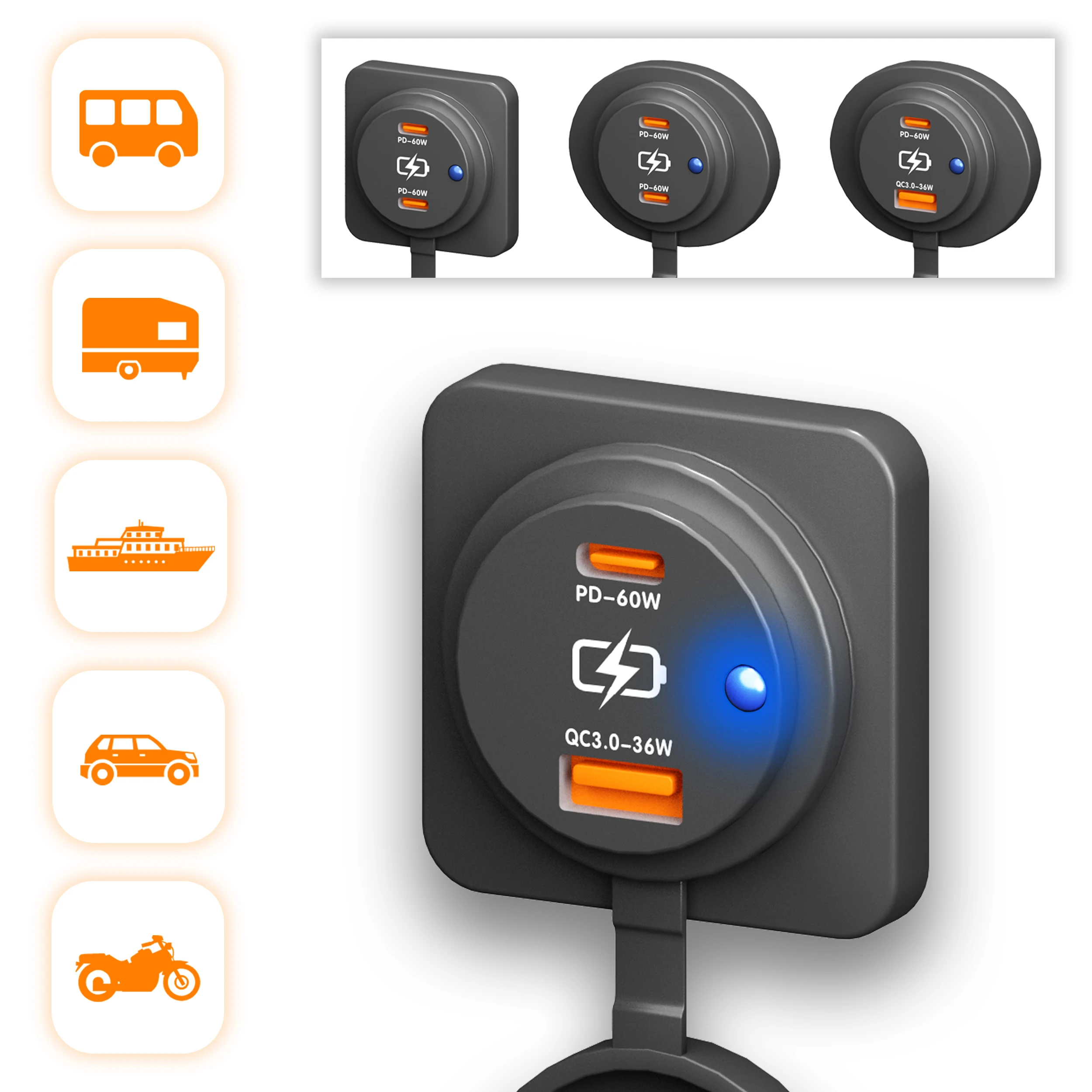 4 In 1 USB C Car Charger, 168W Multi USB Cigarette Lighter - Foto 5