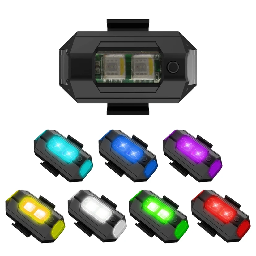 Universal LED Anti-collision Warning Light Mini Signal Light Drone with Strobe Light 7 Colors Turn Signal Indicator Motorcycle