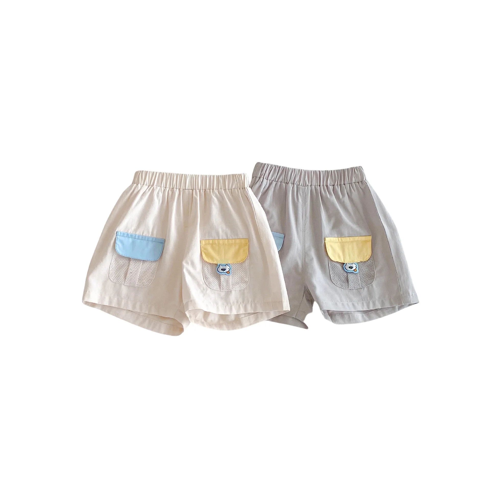 Children's Korean Shorts 2025 New Summer Boys' Fashion Contrasting Pocket Cartoon Casual Pants Trendy Baby Pants