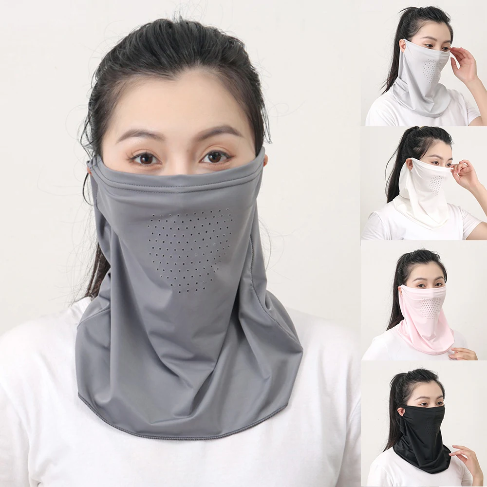 Bufanda de cuello de protección UV para mujer, máscara facial de seda de hielo, cubierta de envoltura de cuello al aire libre, deportes, ciclismo, protector solar a prueba de polvo, nuevo