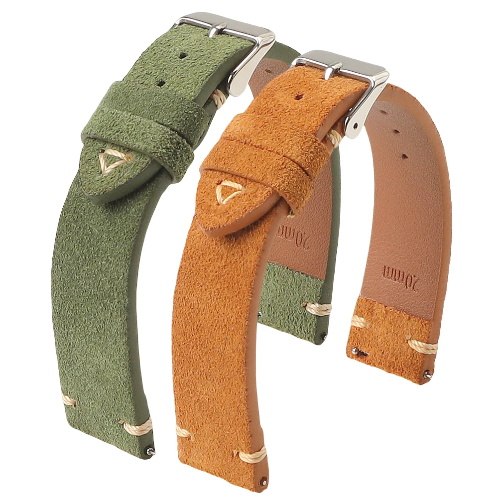 Premium Quick Release Suede Leather Watch Strap - Vintage Classic Design