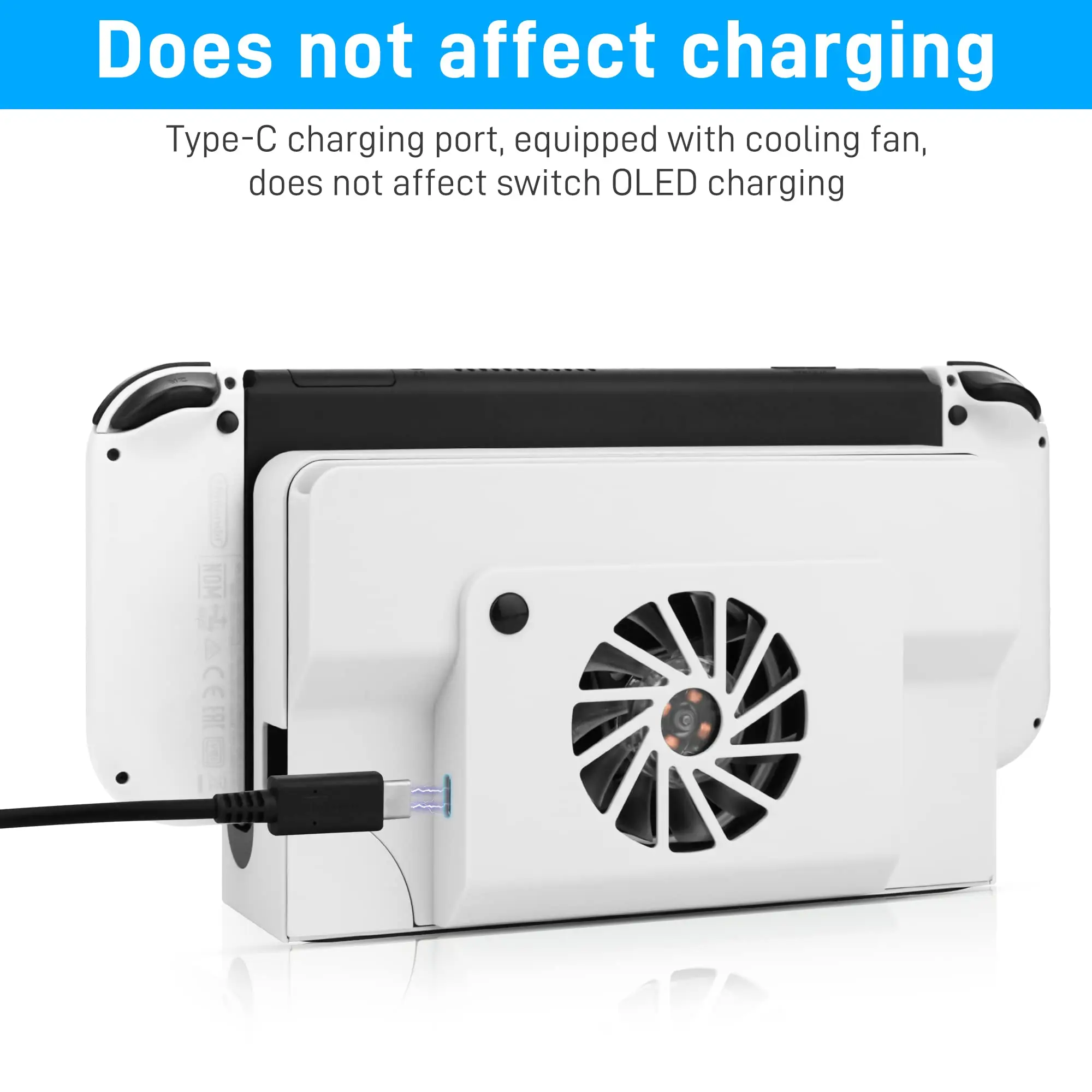 Cooling Fan For Nintendo Switch OLED – Colorful RGB Lighting, USB-Powered Dock Fan