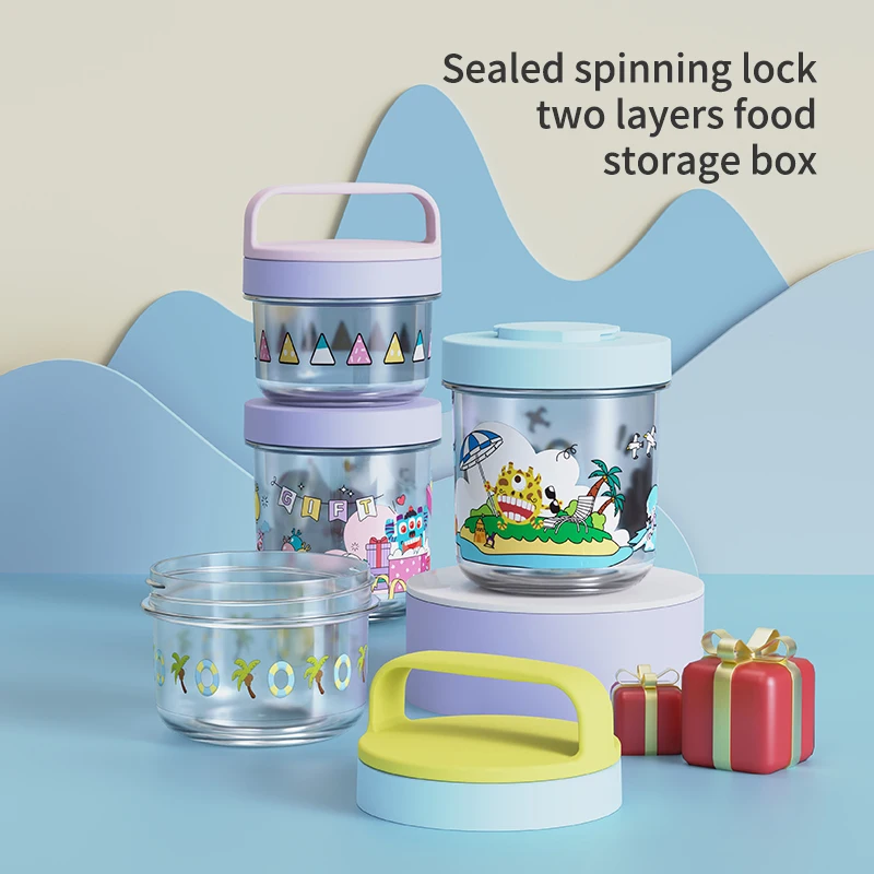 Baby's Milk Powder Box Two-layer Independent Layered Baby Food Storage Box for Baby Kids
