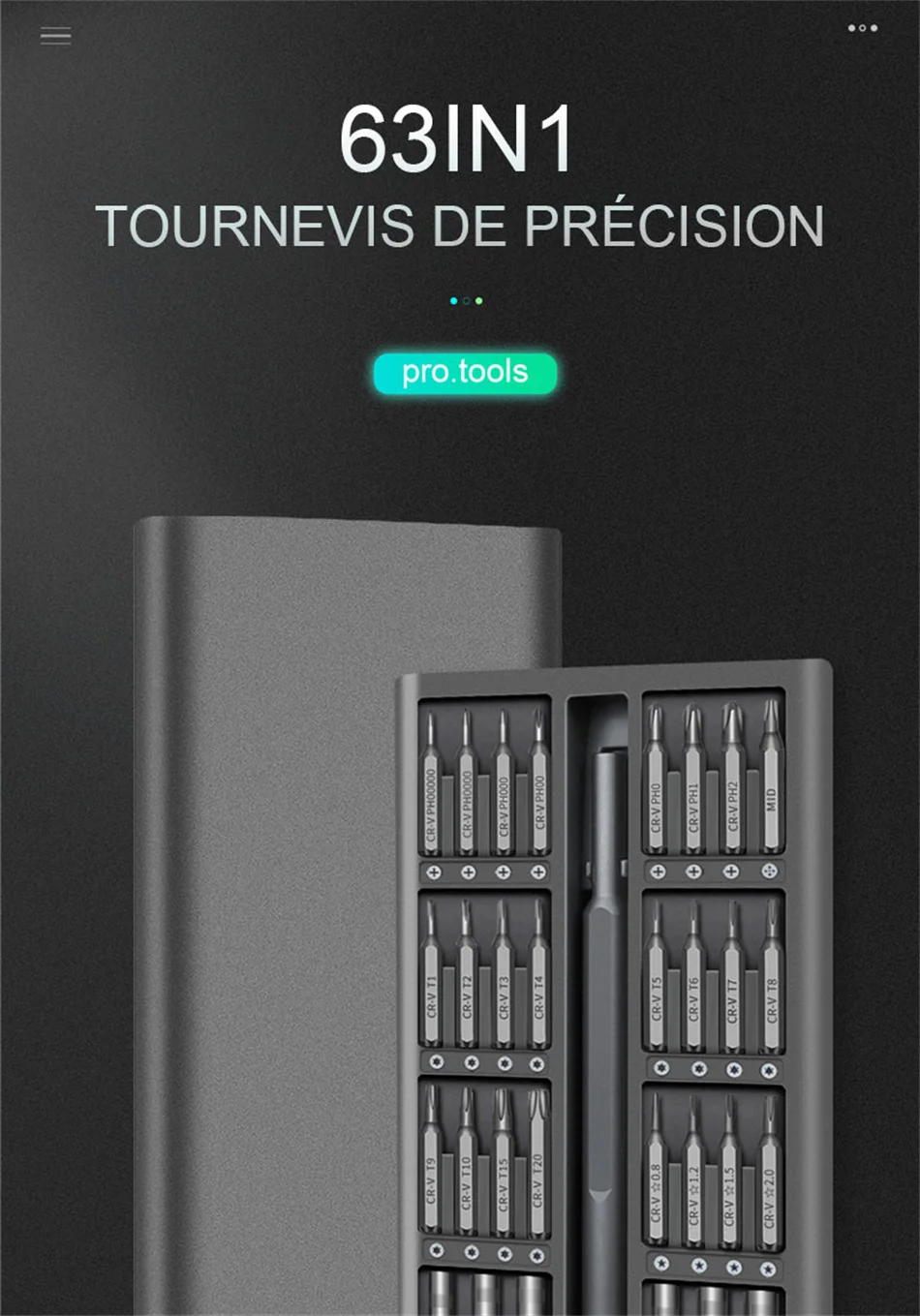 Jeu de tournevis magnétique Torx Phillips, Kit d'embouts vis