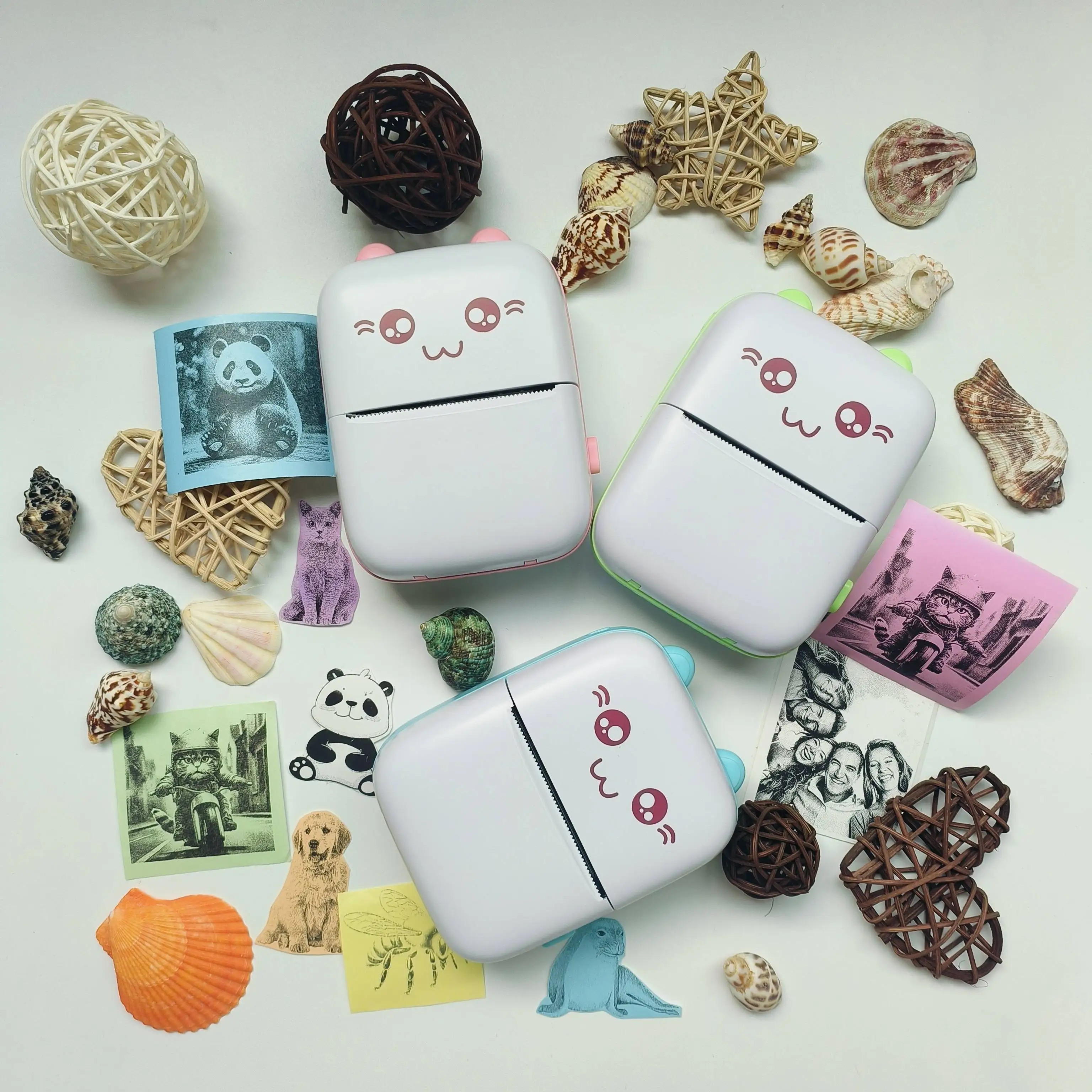 휴대용 포켓형 감열 프린터(감열지 10매 포함), 안드로이드 및 iOS 앱용 무선 스마트 프린터, 사진/빈티지 사진 인쇄 가능