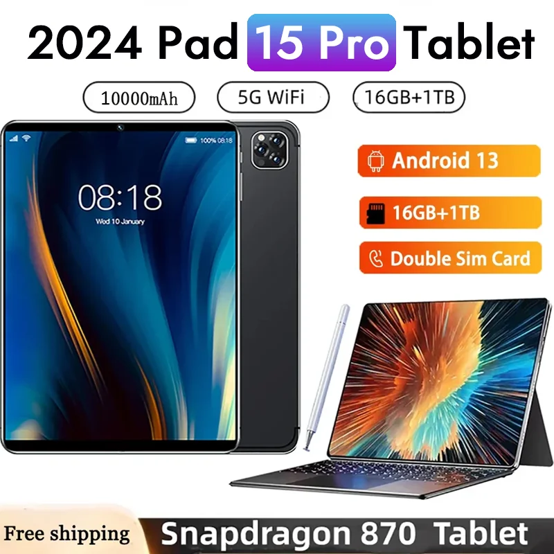 

Планшет 15 Pro на Android, экран 2024 дюйма, 16 ГБ + 1 ТБ