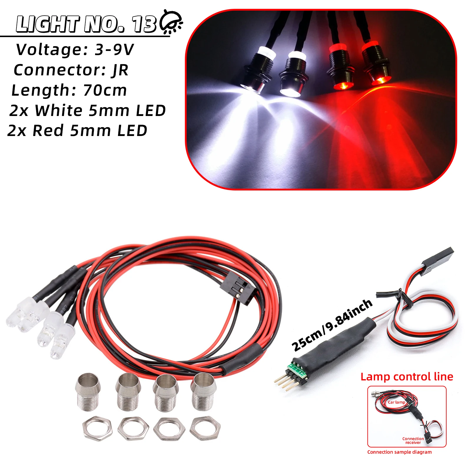 3/5mm RC Car Lamp Kit Universal LED Color Decorative Light Switch for 1/8 1/10 1/12 1/24 Axial SCX10 Trx4 Tamiya Crawler Truck
