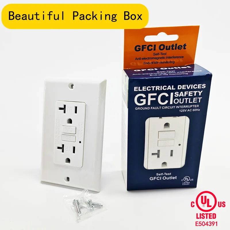 

1PC GFCI Outlet 20 Amp, Self Test, Tamper-Resistant with LED Indicator Light, Protection from Electric Shock and Electrocution