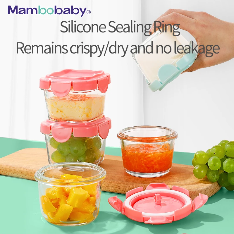 Baby Complementary Feeding Food Container Sealing Cap BPA-Free Glass Jar Portable Food Storage Mambobaby Formula Store Box