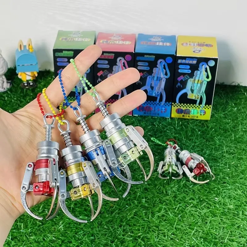 Creative Press Type Catch Dolls Claw Model Keychain Mini Simulation Claw Machine Decompression Keychain Backpack