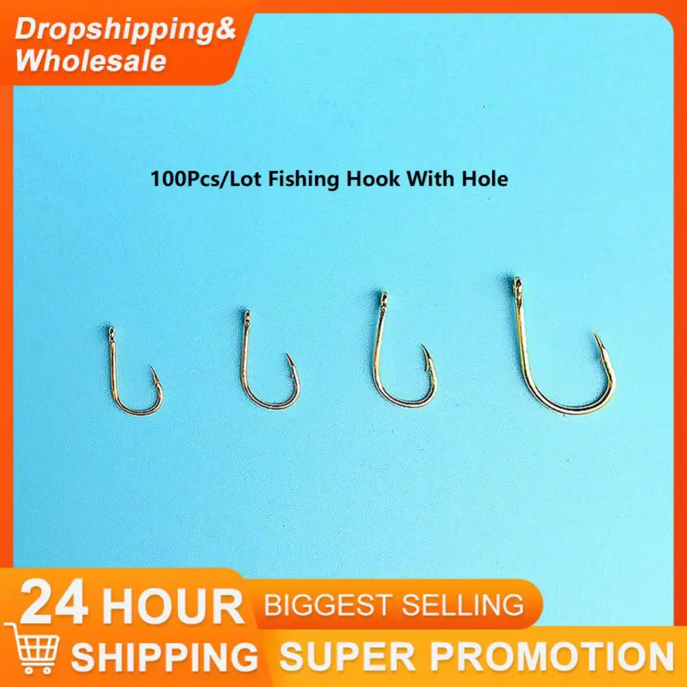 100pcs/lot Bulk Fish Hook Sea Fishing Hook With Hole Fishing Hook Carp Fish  Hook Fishing Gear Supplies - AliExpress