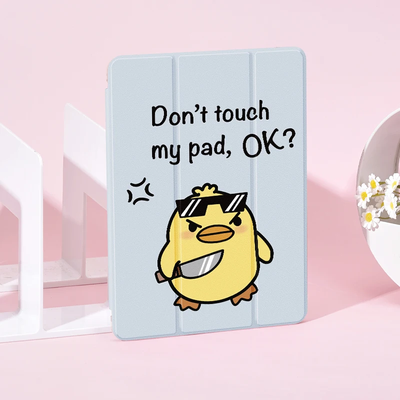 Protective Case with Pen Slot and Double-Sided Pattern, Sleep-Wake Support